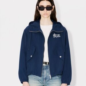 Kenzo Jungle Heart Navy Blue Windbreaker Zipup Hoodie Jacket Tiger Print Medium